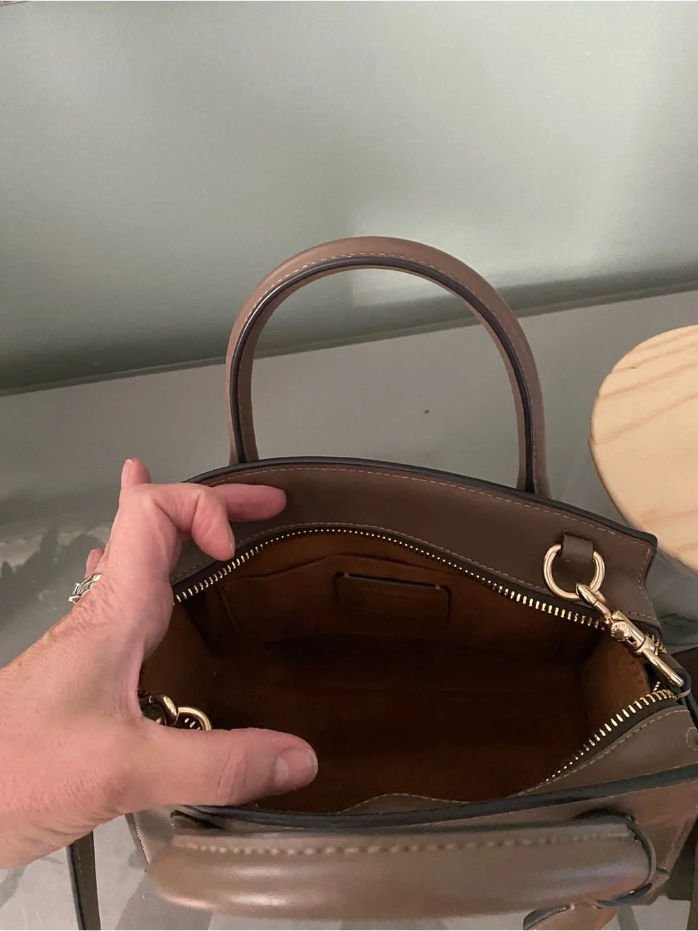 COACH Brown Leather Satchel with Strap and Key Pouch